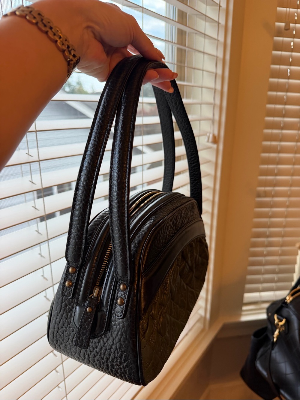 Louis Vuitton Leather Vienna Klara Handbag quilted olive green  monogramme
